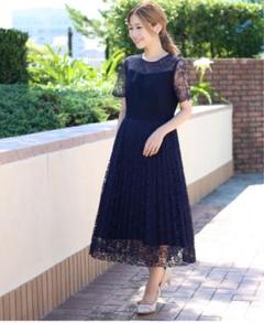Bou Jeloud 【結婚式・パーティ】プリーツレースミモレドレス