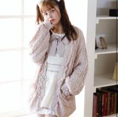 LIZLISA リズリサ リボンビジューブローチロングカーディガン 黒 ブラック LIZLISA リズリサ リボンビジューブローチロングカーディガン 黒