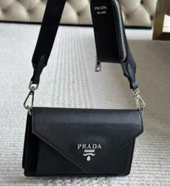 【箱付き】美品プラダ スマホホルダー　ショルダーバッグ PRADA プラダ レザー スマートフォンケース ナイロン ブラック