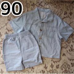 新品 90 デニム セットアップ 半袖 男の子ショートパンツ 上下 韓国