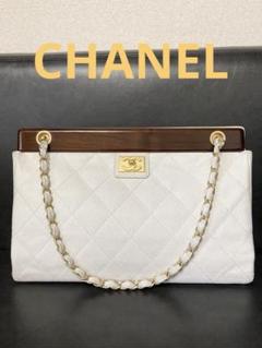 CHANEL シャネル キャビアスキン ウッド チェーンショルダー トート ココ
