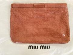 MIU MIU ポーチ　クラッチバッグ　クロコ型押し　ゴールドロゴ　レザー 楽天市場】ミュウミュウ ミニクラッチバッグ/フラットポーチ miu