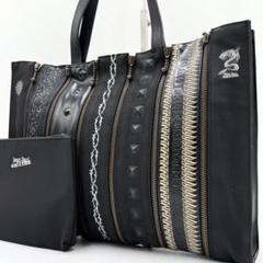 【美品】ジャンポールゴルチエ トートバッグ リュバンジップ ドラゴン ブラック