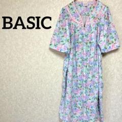 一点物✨BASIC 花柄 半袖シャツワンピース ブルー ピンク グリーン