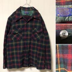 70s USA製 PENDLETON オープンカラー チェック ボードシャツ L