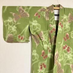 【美品】蝶モチーフ　グリーン　レディース　浴衣