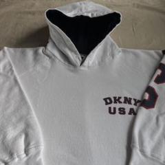 “DKNY JEANS”プルオーバー プリント パーカー 90s 白 袖プリント