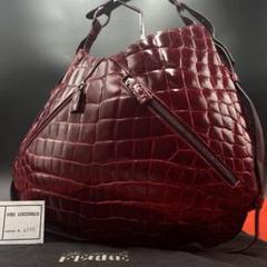 【美品】ザリアー二 リアル シャイニングクロコ エキゾチック ハンドバッグ 赤 美品】ザリアー二 リアル シャイニングクロコ エキゾチック