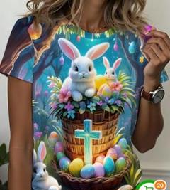 大きめサイズ★うさちゃんプリント★半袖Tシャツ★Ｌ～