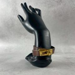 入手困難◎HERMES ケリー 2重レザーブレスレット ダークブラウン