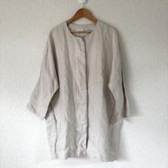 linen エヴァムエヴァ ノーカラージャケット比翼ボタンリネン100%
