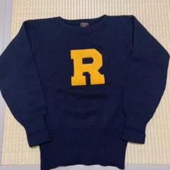 爆売り！ 30s40s R刺繍 セーター ニット championネイビー レタードニット トップス