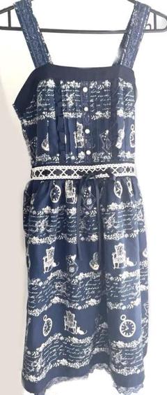 axes femme アンティークボーダー柄チュニック M ネイビー