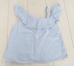 トップス ストライプ フリル ブルー ホワイト H&M 140