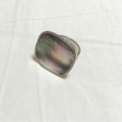 ヴィンテージリング 貝殻使用 平打ち レトロ お洒落 シルバー