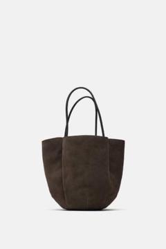 【ZARA】編み込みスプリットスエード フラワートートバッグ 編み込み縦長トートバッグ - ボルドー | ZARA Japan / 日本