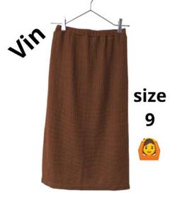 Vin ひざ丈　スカート　ブラウン　9