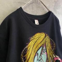 アンビル 古着 グロテスク アート アメリカ輸入 プリント Tシャツ 半袖 黒色