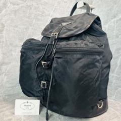 美品　真贋済　PRADA ブラック サフィアーノ　リュックサック　バックパック 美品 真贋済 PRADA ブラック サフィアーノ リュックサック