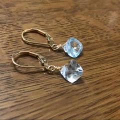 値下げ!!!ブルートパーズ ジャーマンフックピアス K14GF