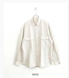 PORTER CLASSIC ロールアップシャツ　リネン　ベージュ　Mサイズ
