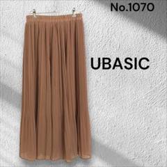 UBASIC プリーツ フレア ロングスカート ウエストゴム モカ