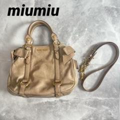 正規品　miumiu サイドリボン　レザーバッグ　y2k archive 美品)miumiu ミュウミュウ 2wayショルダー サイドリボンバッグ