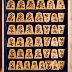 将棋駒 幸山作 安清書 薩摩黄楊 上柾目