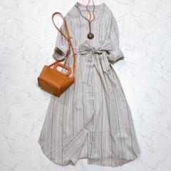 新品タグ付✨ローズティアラ ストライプシャツワンピース 大きいサイズ 42 XL
