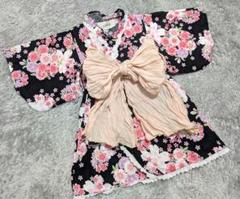 100 美品　浴衣ドレス　セパレート　キャミワンピ　花柄　ラメ　桜