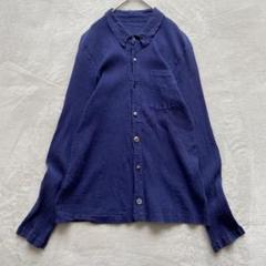 ツモリチサト　Tsumori Chisato　シャツブラウス　花飾り付き　M　紺 TSUMORI CHISATO（ツモリチサト）の「ﾀﾞﾝｼﾝｸﾞﾌﾗﾜｰ（シャツ