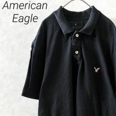 American Eagle ポロシャツ 半袖 サイドスリット ロゴ刺繍 大きめ