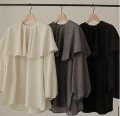 louren drape cape blouse　ケープ　ブラウス　ブラウン 2021 SUMMER COLLECTION vol.1】DRAPE CAPE BLOUSE / PUFF