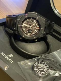 【良品】 HUBLOT ウブロ  ビッグバン ウニコ純正レザーベルト ブラック 411.JB.4901.RT スケルトン HUBLOT（ウブロ）ビッグバン ウニコ