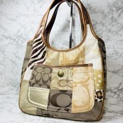 ★ 美品　コーチ パッチワーク トートバッグ シグネチャー　総柄　10810