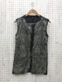 フェアリーグランジ古着　ロングコート　ミックスカラーファー切替ロングニット