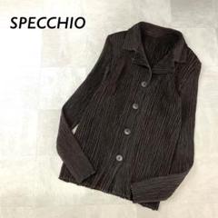SPECCHIO　カーディガン　長袖　ブラック　無地　プリーツ　ポリエステル SPECCHIO カーディガン 長袖 ブラック 無地 プリーツ