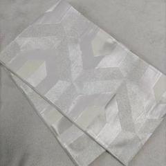 美品 銀地に花丸紋様 唐草 ピンク ブルー 正絹 袋帯 二重太鼓 作り帯 袋帯 夏用 絽 花唐草 お太鼓柄 正絹 西陣 日本製 未仕立て 夏帯