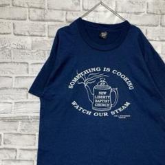USA製90sヴィンテージTシャツ！シングルステッチ　ネイビー半袖古着XL20