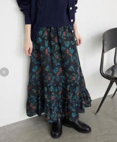 新品未使用 スローブイエナ プリントティアードスカート 手洗い可能