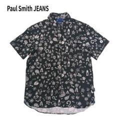 Paul Smith JEANS レーヨン リネン シャツ 総柄 ブラック M