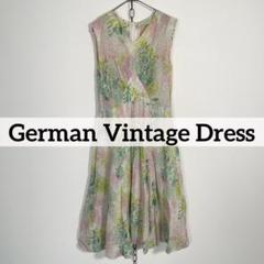 80s90s German Vintage ノースリーブワンピース ボタニカル柄