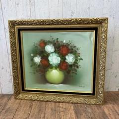 メルカリ 絵画　絵　額付き(白） 油絵　uF6-111202　花 メルカリ 絵画絵額付き(白） 油絵uF6-111202花