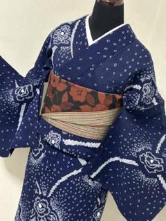 有松鳴海絞り 高級 浴衣 吉祥 花文 伝統工芸✨ほぼ未使用