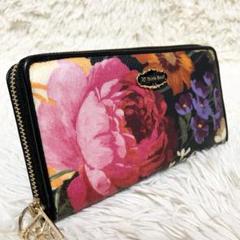 【未使用級】シンクビー＊長財布 ラウンドファスナー 花柄 蜂 ゴールド金具 未使用級】シンクビー＊長財布 ラウンドファスナー 花柄 蜂