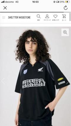 HONDA MOUSSYコラボ クロップドポロシャツ 長袖 ブラック HONDA MOUSSYコラボ クロップドポロシャツ 長袖 ブラック