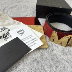 MCM レッド ブラック ベルト ゴールドバックル　箱付きのサムネイル