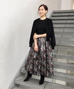 コルコバード⭐︎フリル付きロングスカート 2color ／裏地付 】アシンメトリーフリルレーススリットロング