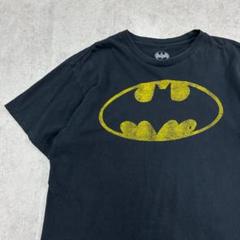 バットマン　バットシンボル　ロゴプリント　半袖　Tシャツ　古着　ブラック　M