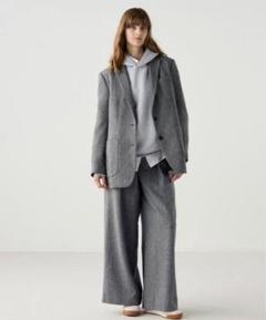 UNIQLO CツイードオーバーサイズジャケットタックワイドパンツセットアップS